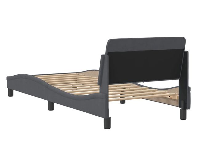 sötétszürke bársony ágykeret matrac nélkül 90x200 cm