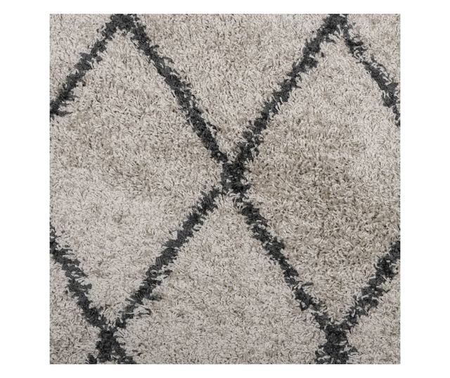 PAMPLONA bézs és antracit bolyhos modern szőnyeg 120 x 120 cm
