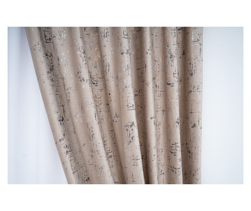 Set 2 draperii din catifea imprimata,bej nisip,DolceSara CT207,cu rejansa,2x300x250 - 5