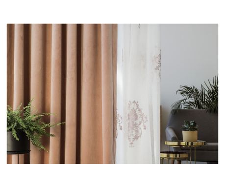 Draperie CU REJANSA CATIFEA MENDOLA CASTELLANO ROZ 24 (ALEGE INALTIME: H 150 CM, ALEGE LATIME: L 500 CM)