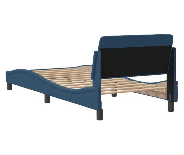 kék szövet ágykeret fejtámlával matrac nélkül 90x200 cm