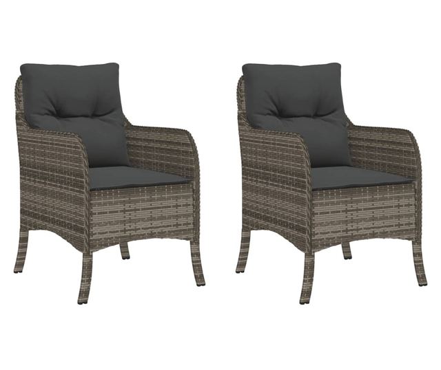 2 db szürke polyrattan kerti szék párnával