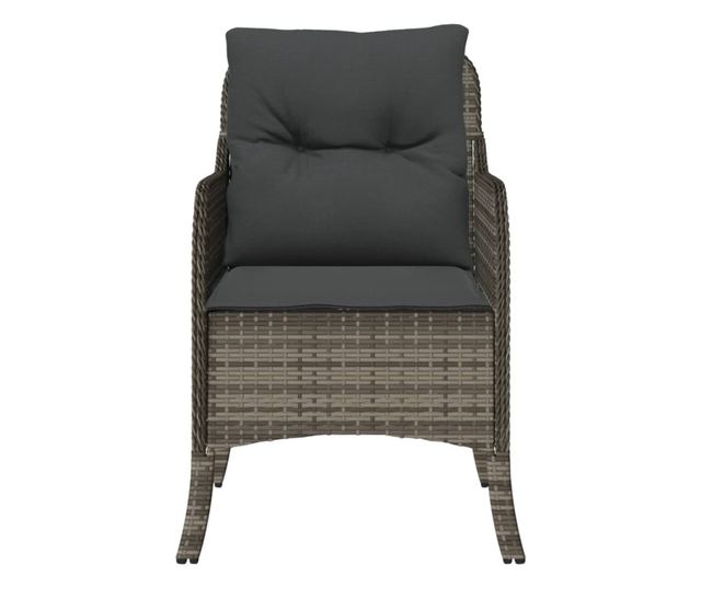 2 db szürke polyrattan kerti szék párnával