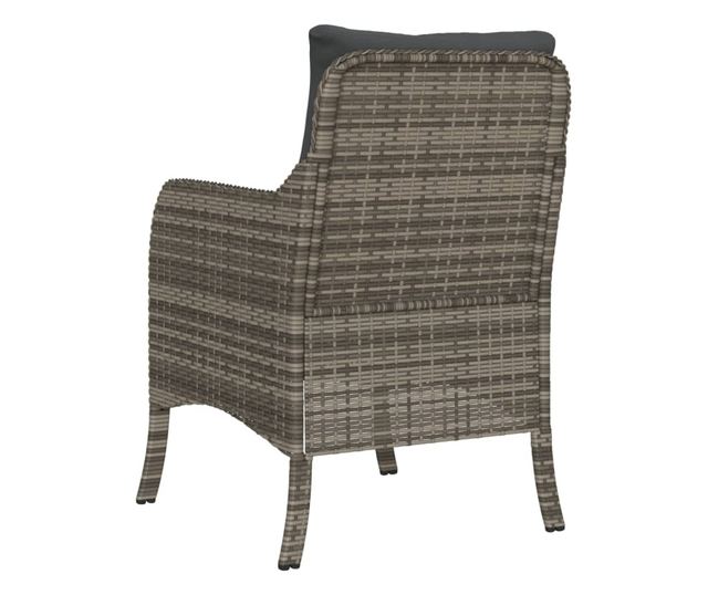 2 db szürke polyrattan kerti szék párnával