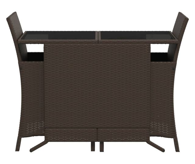 3 részes barna polyrattan bisztrógarnitúra párnákkal