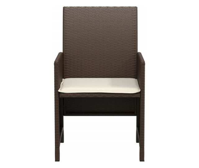 3 részes barna polyrattan bisztrógarnitúra párnákkal