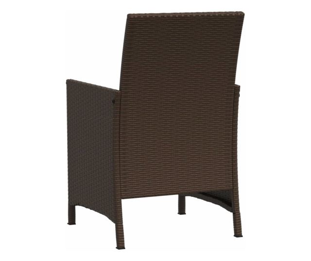 3 részes barna polyrattan bisztrógarnitúra párnákkal