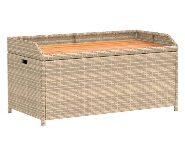 Bancă depozitare grădină, bej mix 100x50x52 cm poliratan/acacia