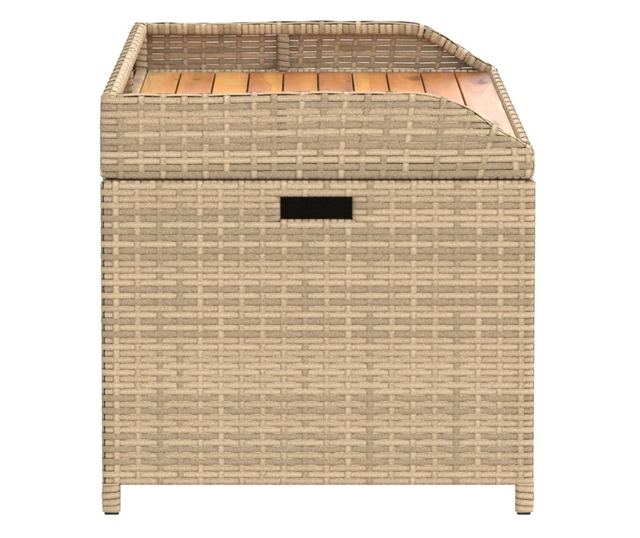 Bancă depozitare grădină, bej mix 100x50x52 cm poliratan/acacia