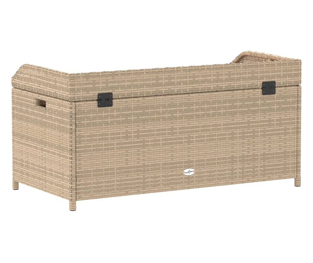Bancă depozitare grădină, bej mix 100x50x52 cm poliratan/acacia - 6