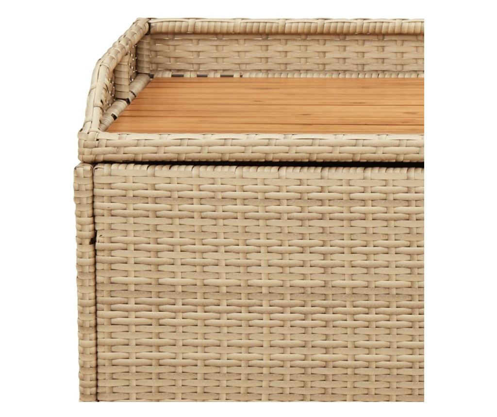 Bancă depozitare grădină, bej mix 100x50x52 cm poliratan/acacia - 9