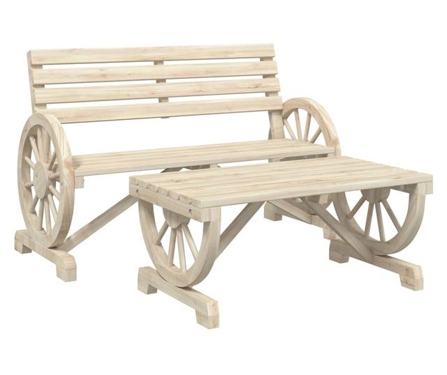 2 részes tömör fenyőfa kerti pihenőgarnitúra