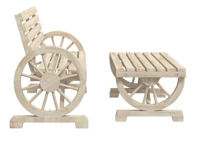 2 részes tömör fenyőfa kerti pihenőgarnitúra