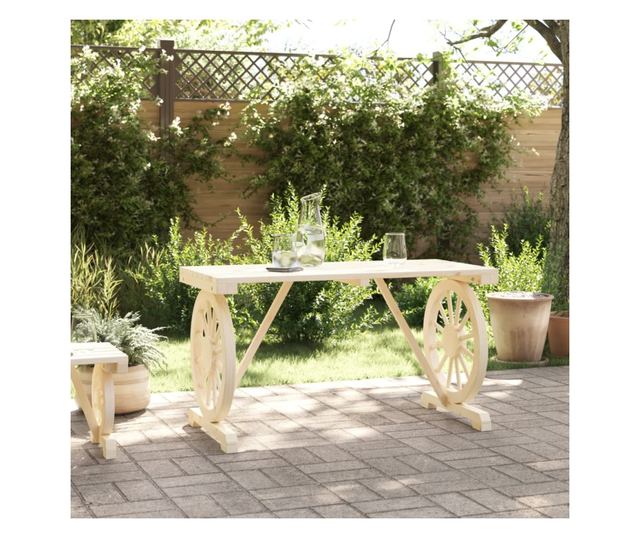 tömör fenyőfa kerti asztal 115 x 55 x 65 cm