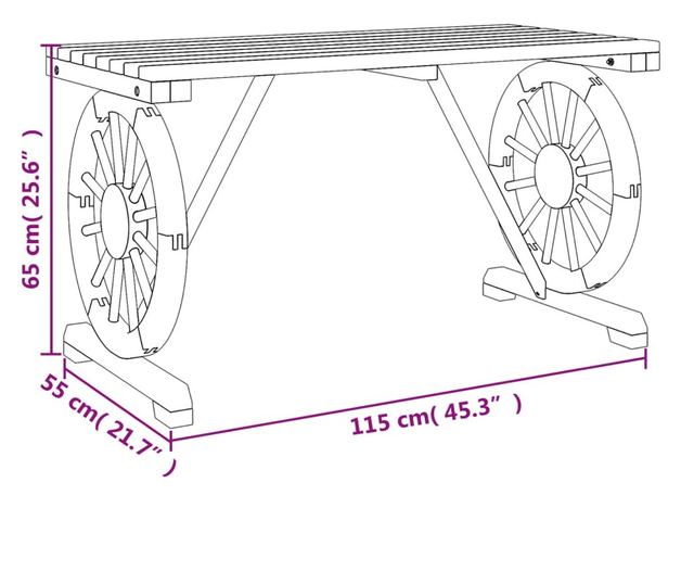 tömör fenyőfa kerti asztal 115 x 55 x 65 cm