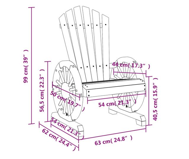 tömör fenyőfa kerti Adirondack szék