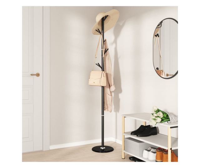 fekete porszórt vas ruhafogas 175 cm