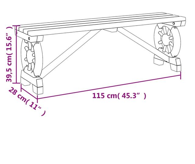 tömör fenyőfa kerti pad 115 cm