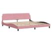 rózsaszín bársony ágykeret fejtámlával 200 x 200 cm