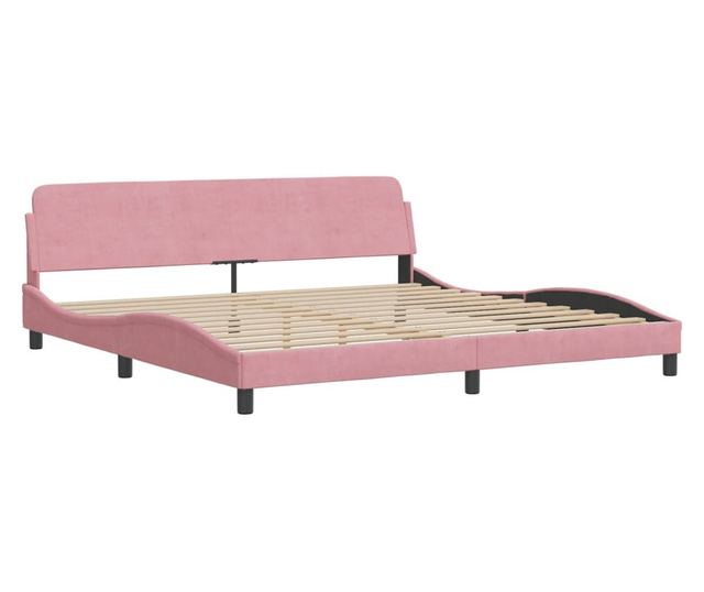 rózsaszín bársony ágykeret fejtámlával 200 x 200 cm