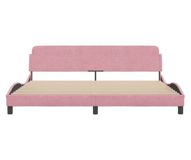 rózsaszín bársony ágykeret fejtámlával 200 x 200 cm
