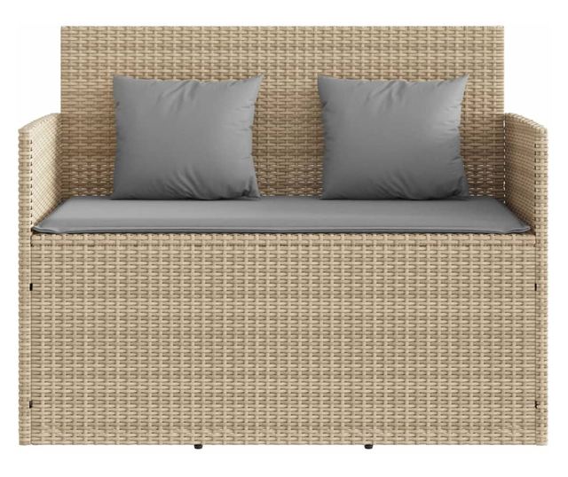 bézs polyrattan kerti pad párnákkal