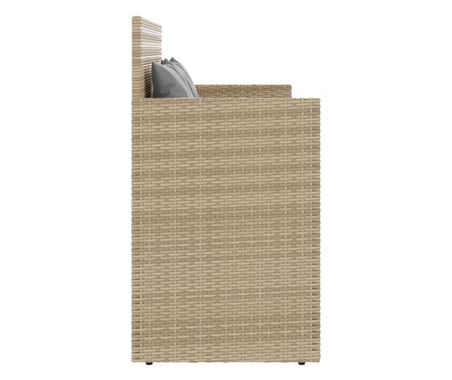 bézs polyrattan kerti pad párnákkal