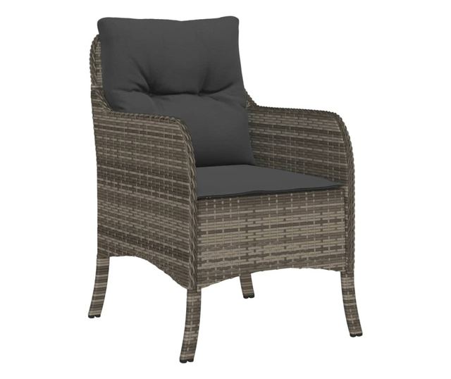 2 db szürke polyrattan kerti szék párnával