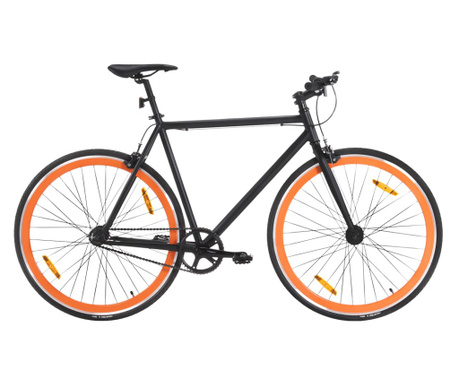 Bicicletă cu angrenaj fix, negru și portocaliu, 700c, 55 cm