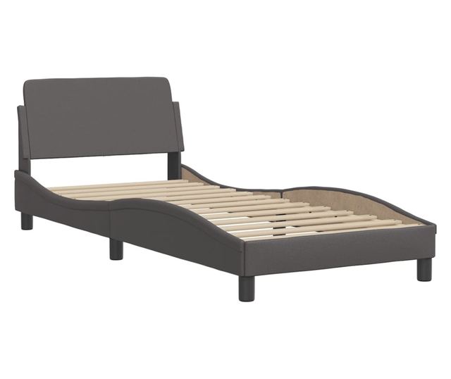 Легло с матрак, сиво, 80x200 см, изкуствена кожа