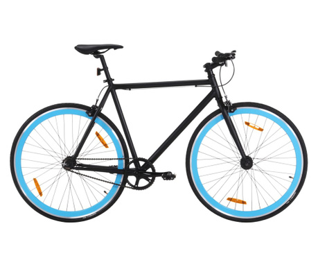 Bicicletă cu angrenaj fix, negru și albastru, 700c, 59 cm