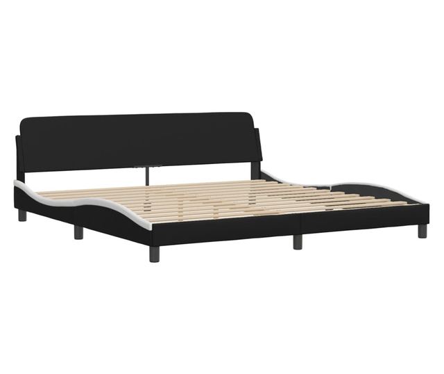 Легло с матрак, черно и бяло, 200x200 см, изкуствена кожа