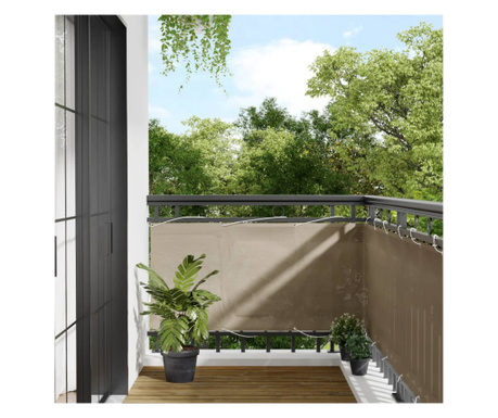 Paravan de balcon, gri taupe, 75x700 cm, 100% poliester oxford