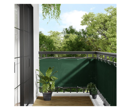 Paravan de balcon verde închis 75x700 cm 100% poliester oxford