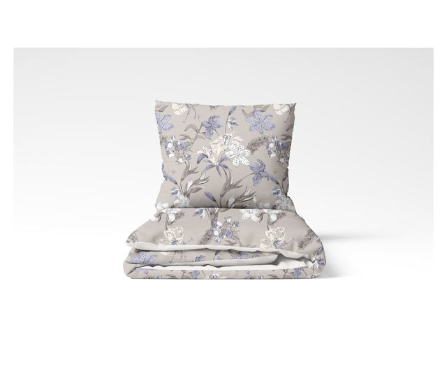 Lenjerie de pat dublu, Majoli Bahar Home Collection, bumbac ranforce, 144TC, pentru 2 persoane, 4 piese, Fiori Lilac