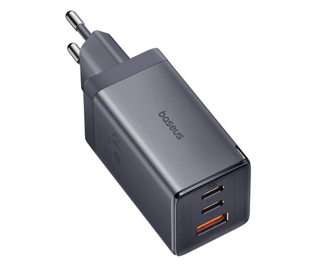 Baseus GaN5 2xUSB-C + USB, 65W + 1m kábel szürke (P10110812827-Z1)