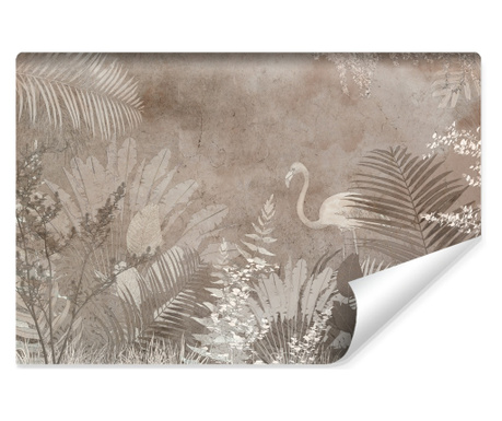 Muralo Fotótapéta flamingók, trópusi növények, monstera levelek ősi stílusú dekoráció