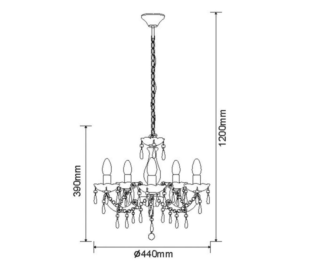 Agora Lighting, TERESA, Lustr, 5 x E14, Kouřové, Průměr: 44 cm - 3