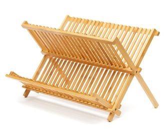 Prémium natúr bambusz edénytartó, URWANDER®, összecsukható lefolyó, 45x24.5x26cm