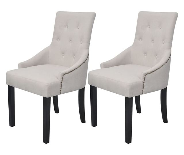 Jedilni stoli, 2 kosa, kremno siva, blago