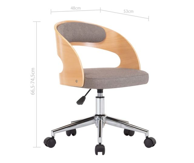 Vrtljiv jedilni stol siv taupe ukrivljen les/tkanina