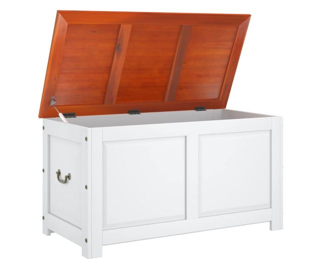 barna és fehér tömör akácfa tárolóláda fedéllel
