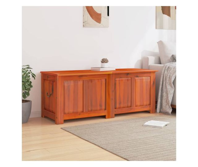 barna tömör akácfa tárolóláda fedéllel