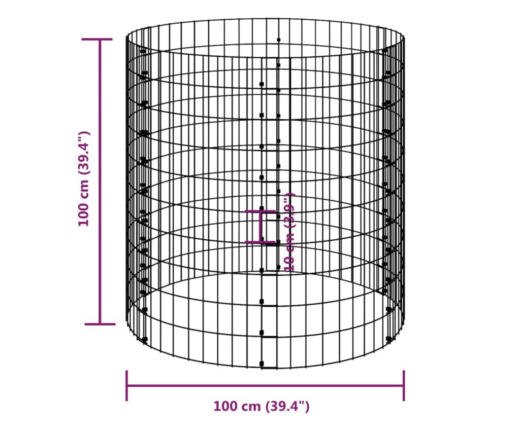 Градински компостер, Ø100x100 см, Поцинкована стомана - 6