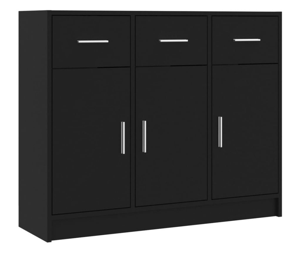 Komoda, crna, 91x28x75 cm, obrađeno drvo - 2