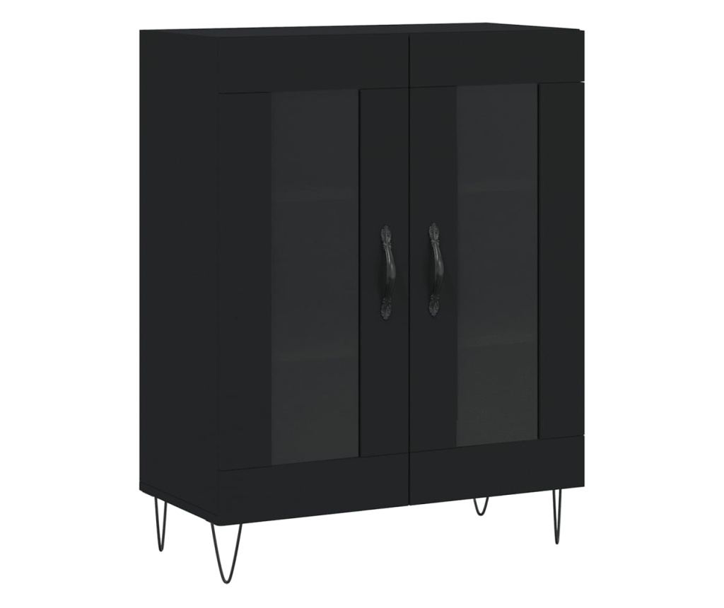 Visoka crna komoda, 69,5x34x180 cm, kompozitno drvo - 7