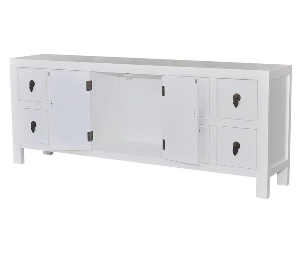 TV komoda, bijela, 110x24x48 cm, obrađeno drvo - 6