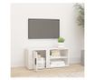 TV Stand, High Gloss White, 80x31.5x36 cm, Processed Wood