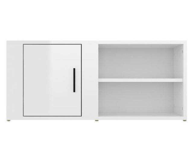 TV Stand, High Gloss White, 80x31.5x36 cm, Processed Wood