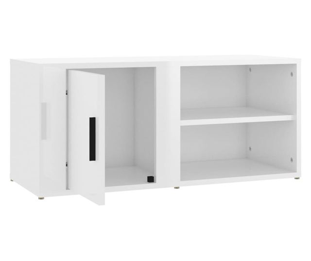 TV Stand, High Gloss White, 80x31.5x36 cm, Processed Wood